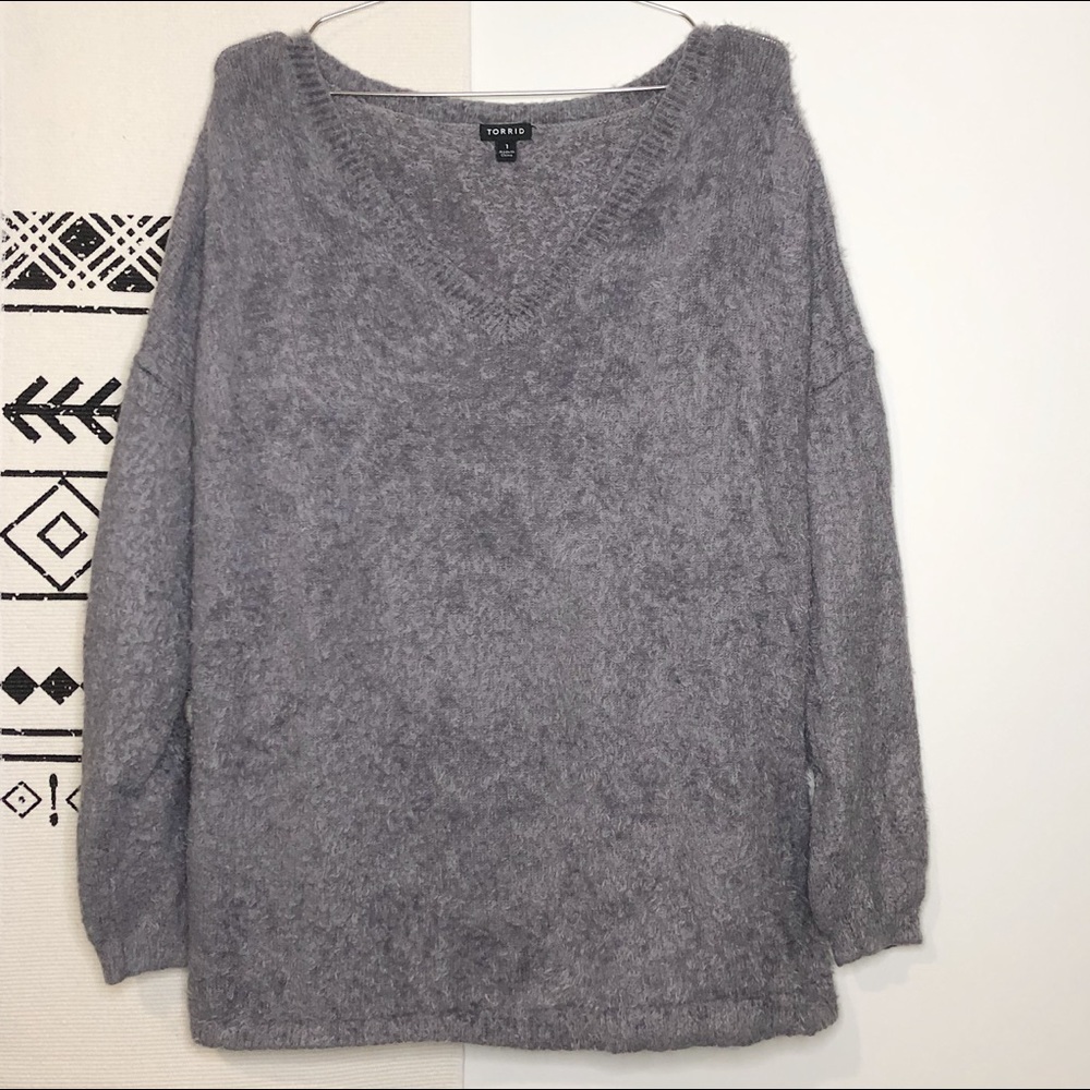 Torrid 1 fuzzy grey warm winter plus sweater